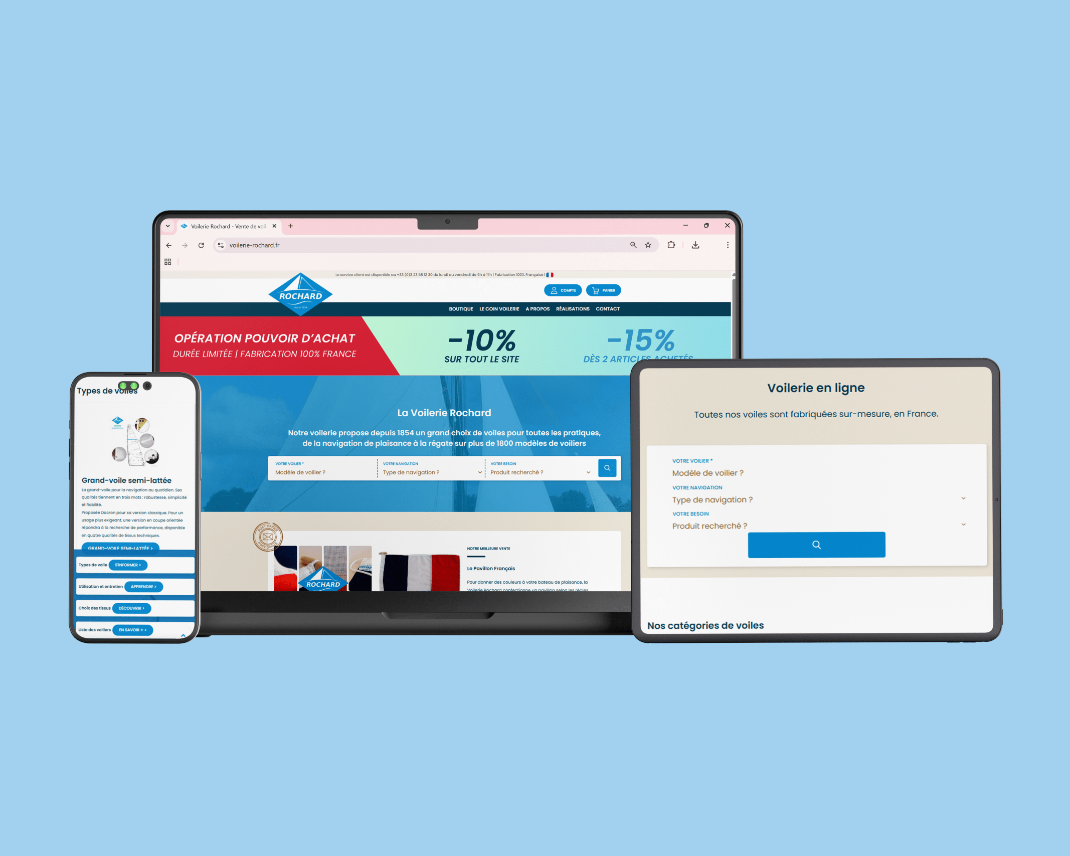 création de sites web Voilerie réalisation